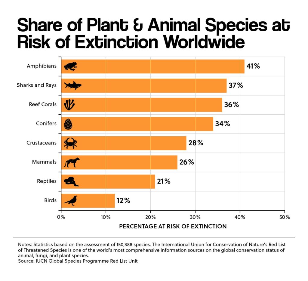 Share of Plant and Animal Species at Risk of Extinction Worldwide